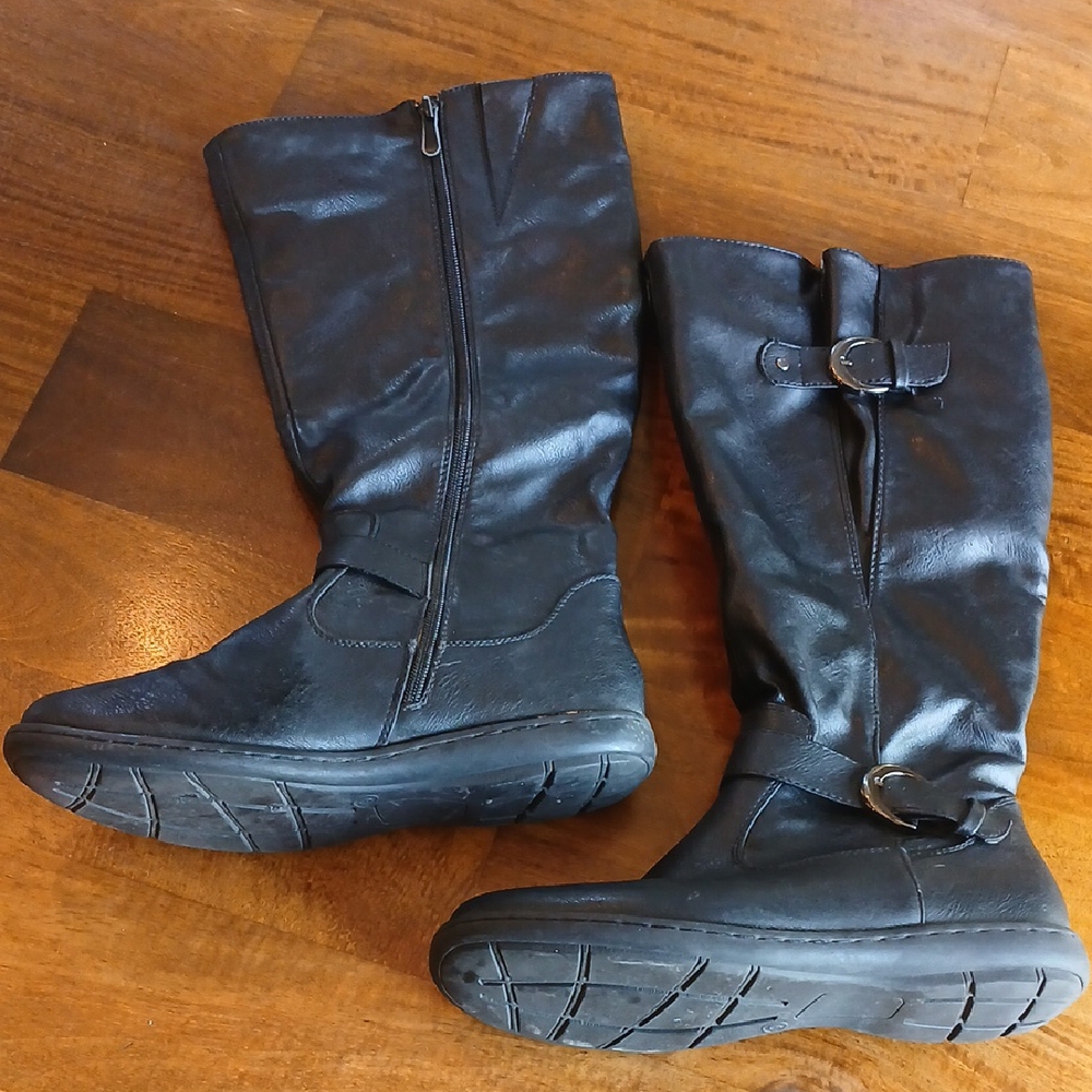 Dream Pairs Black Winter Rain Boots with Buckle Detail